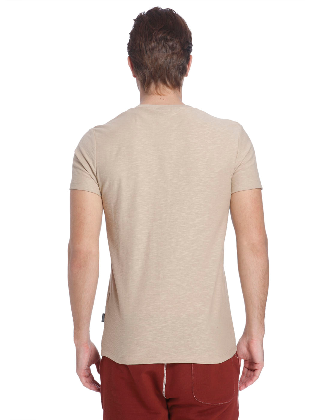 Brown Crew Neck Slogan T-Shirt