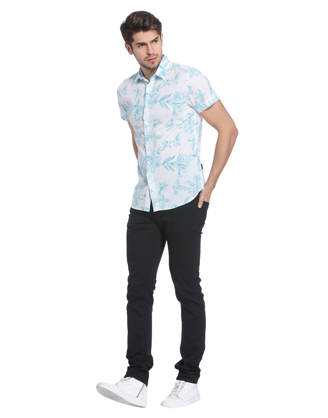 Floral Print White Casual Shirt