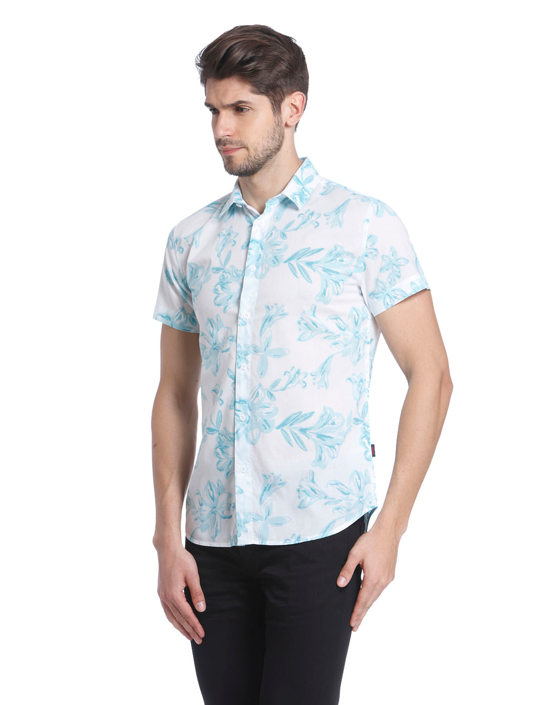 Floral Print White Casual Shirt