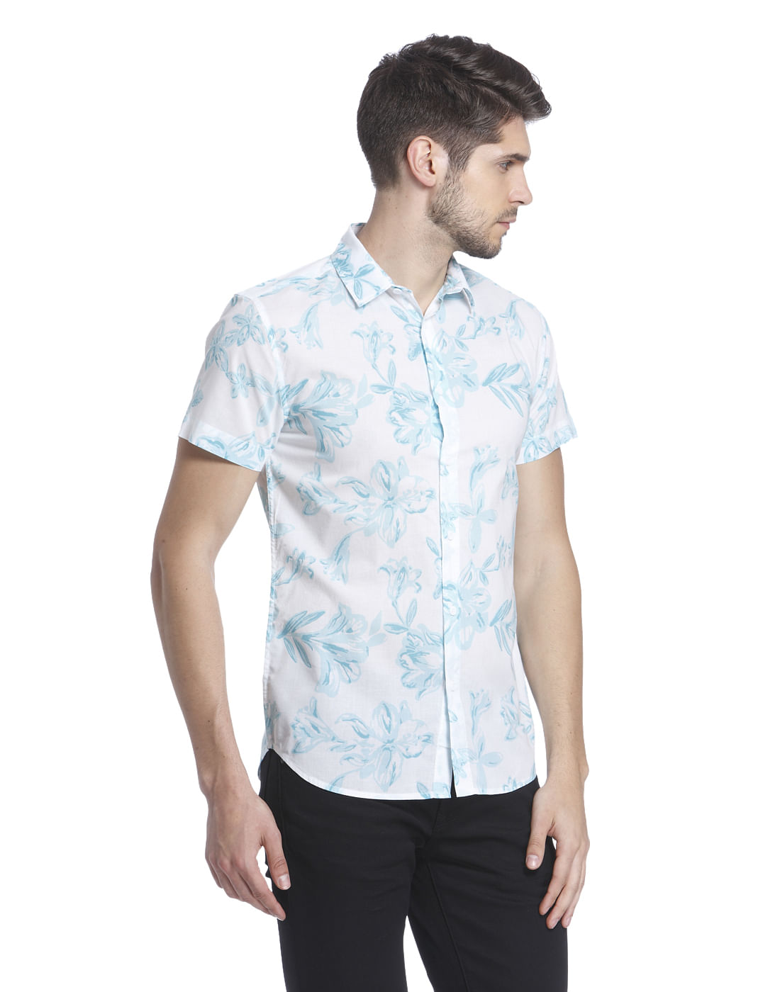 Floral Print White Casual Shirt