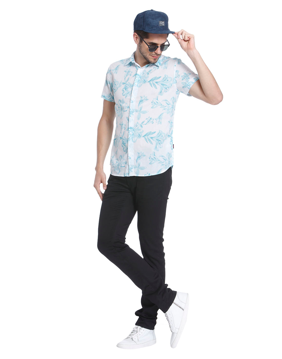 Floral Print White Casual Shirt
