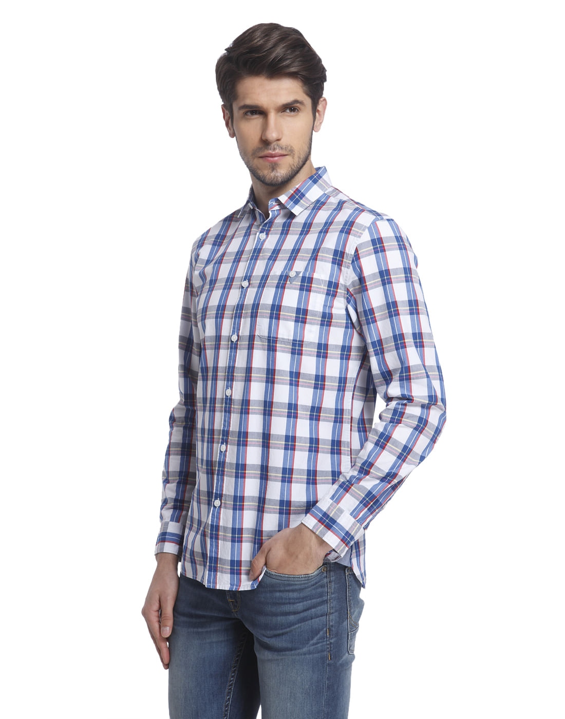 Checks White/Blue Casual Shirt