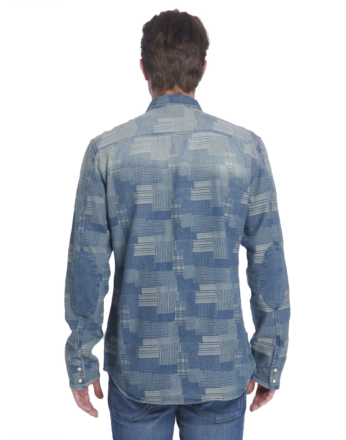 Blue Tile Print Slim Shirt