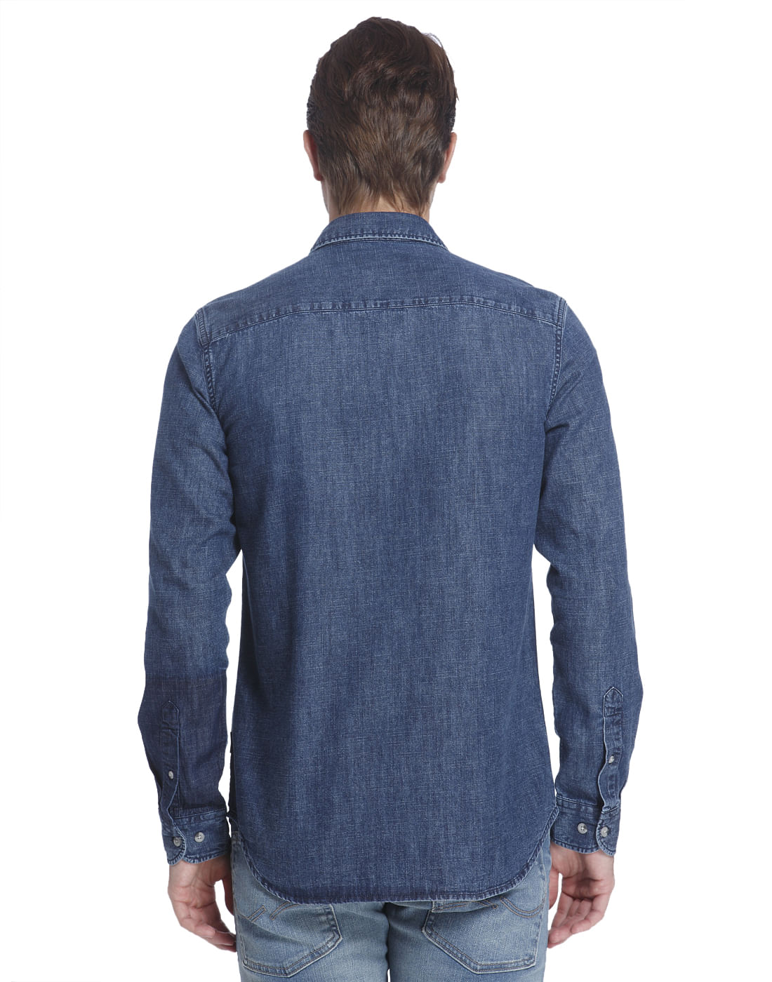 Light Blue Denim Patchwork Shirt