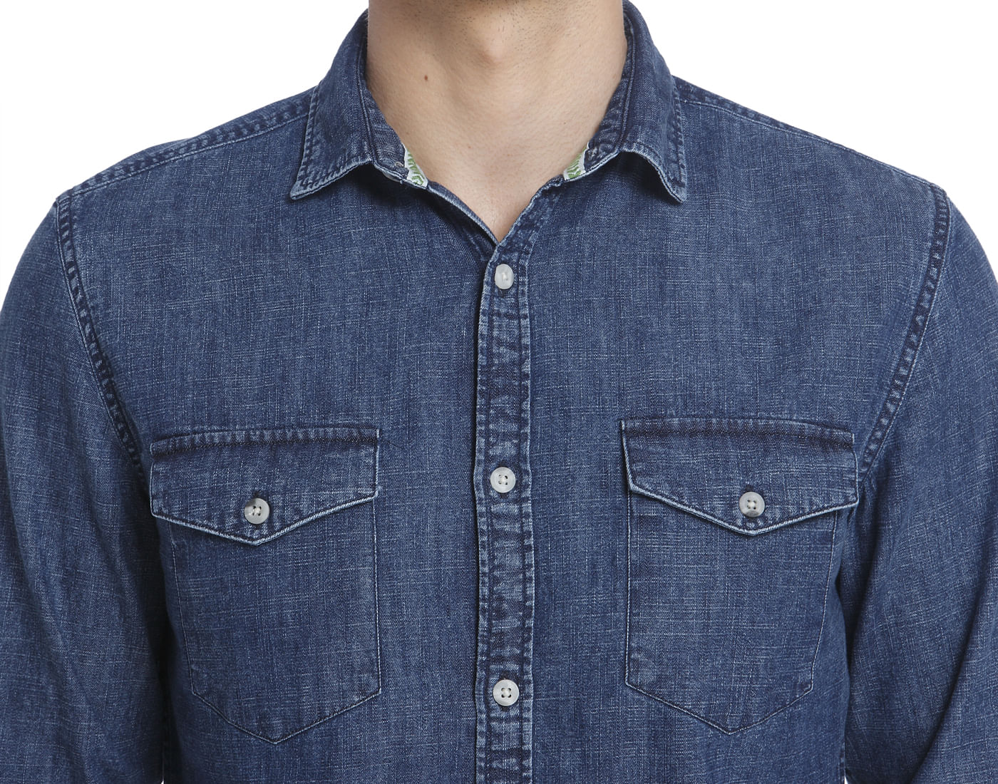 Light Blue Denim Patchwork Shirt