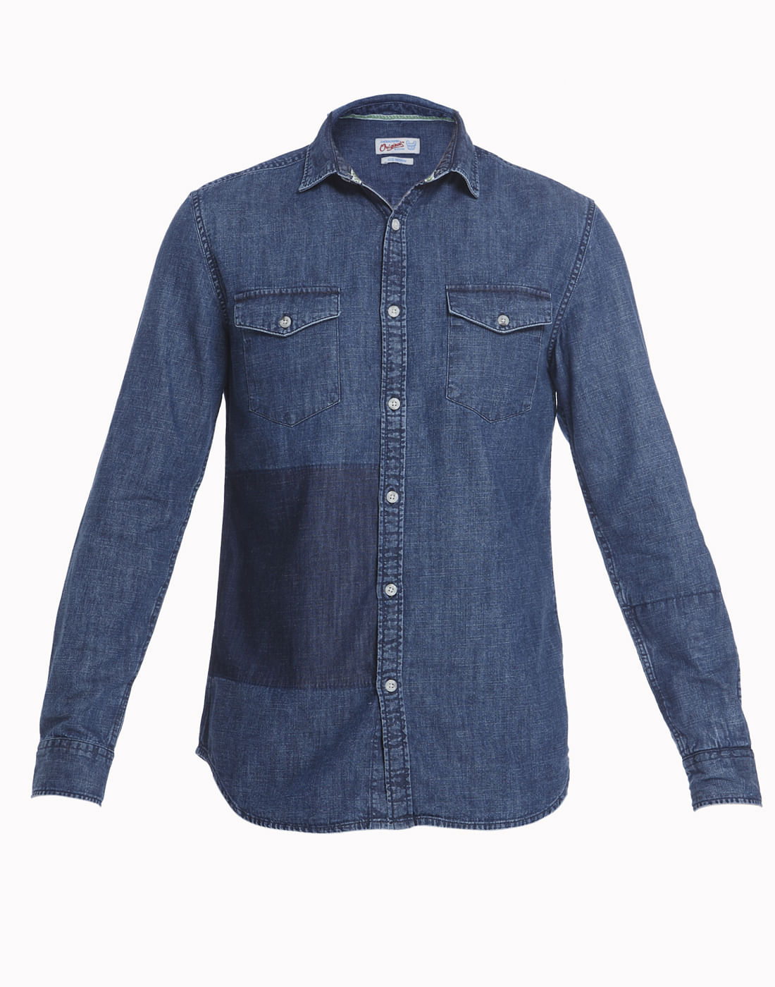 Light Blue Denim Patchwork Shirt