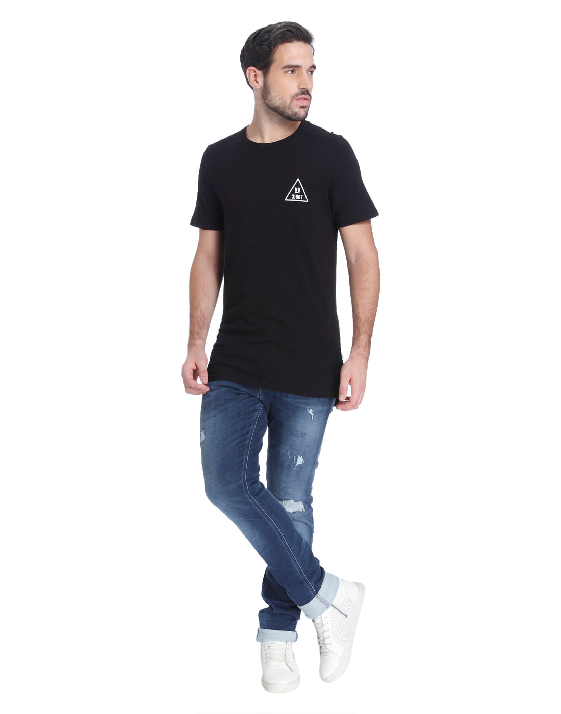 Black Graphic Print Crew Neck T-Shirt