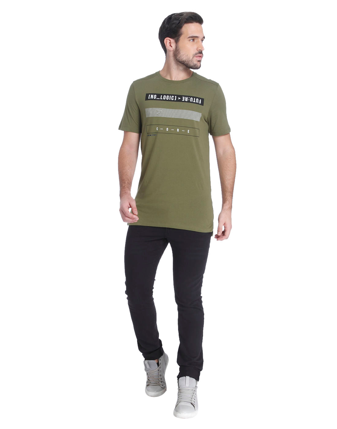 Green Graphic Print Crew Neck T-Shirt