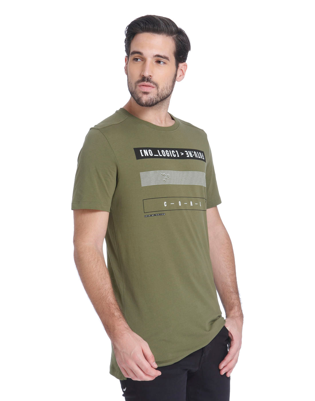 Green Graphic Print Crew Neck T-Shirt