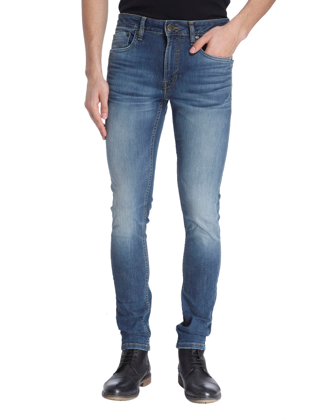 Blue Solid Denim Jeans