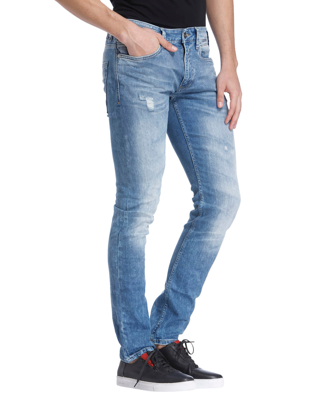 Blue Mild Distressed Jeans