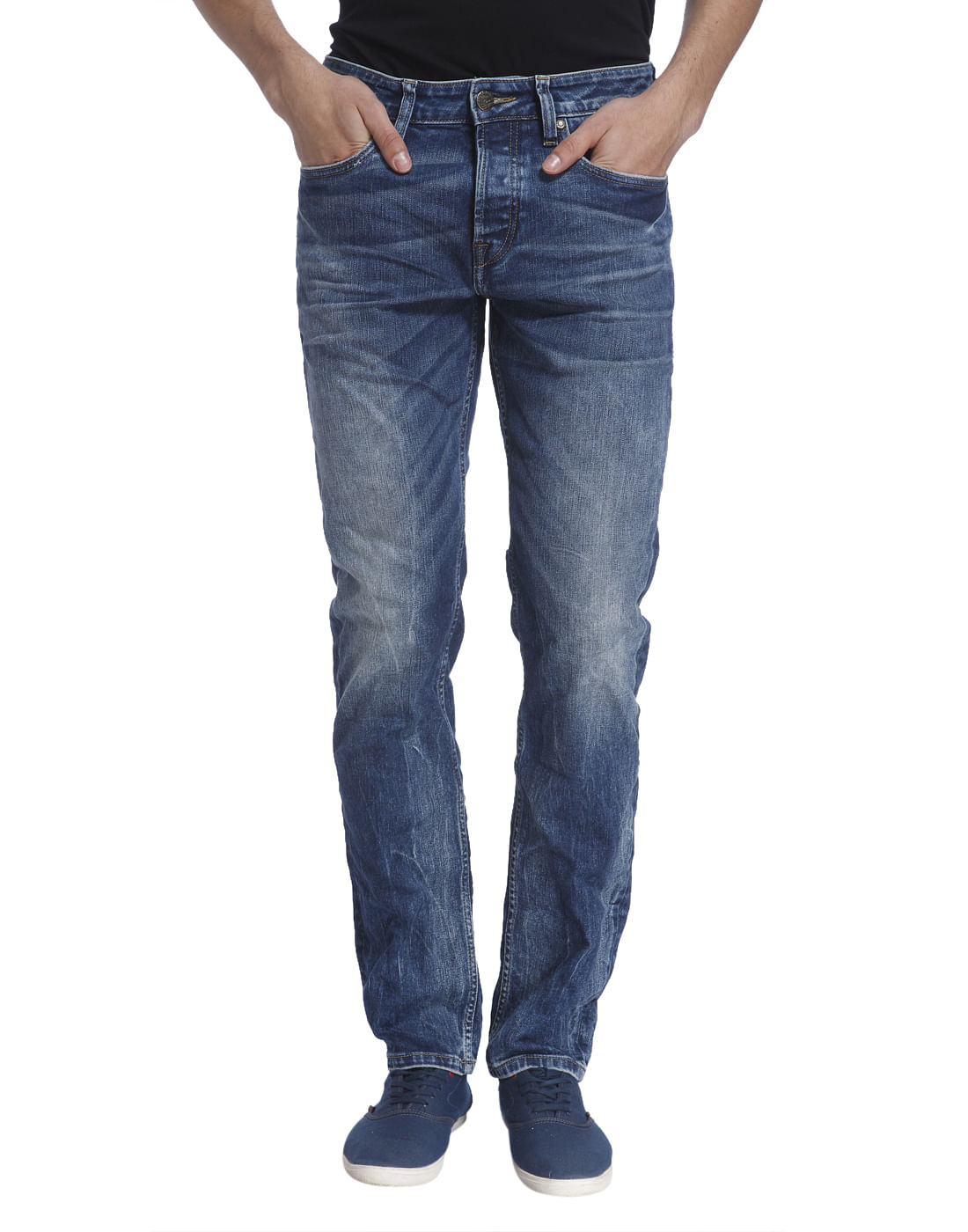 Blue Solid Denim Jeans