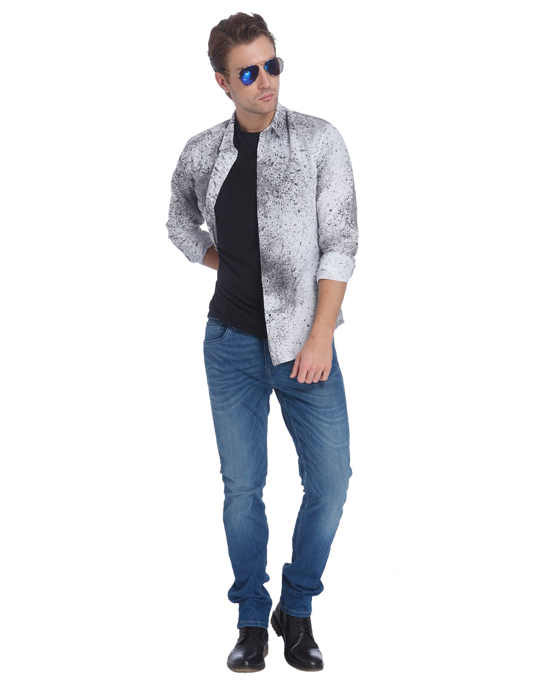 Abstract Print Black Shirt