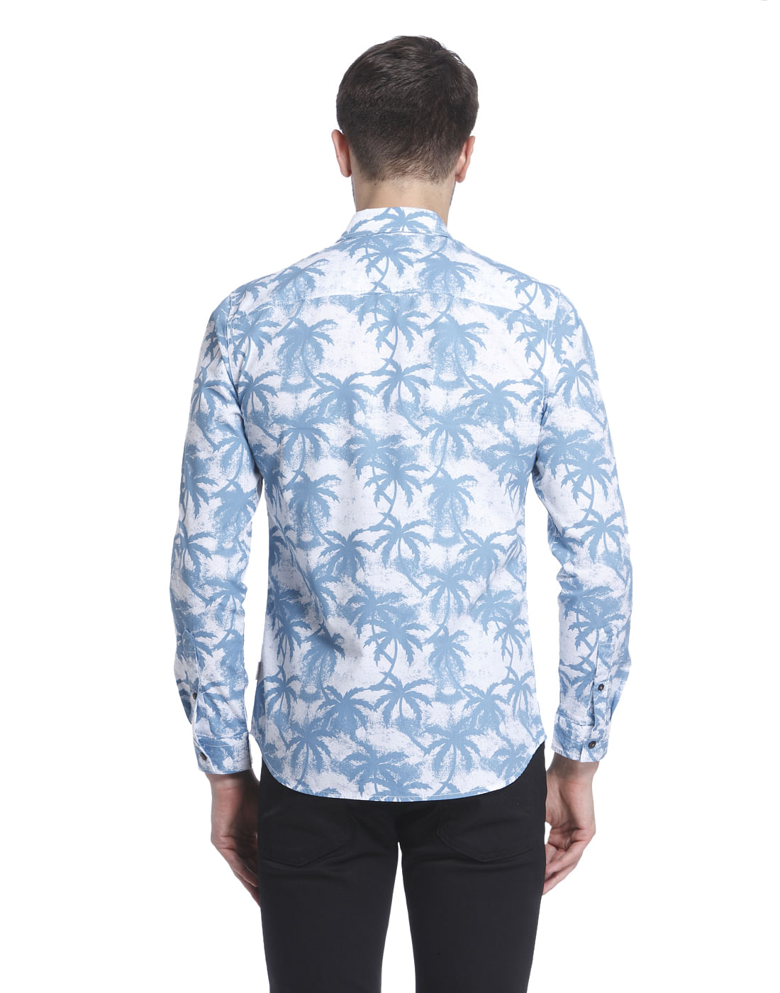 All-Over Print White Casual Shirt