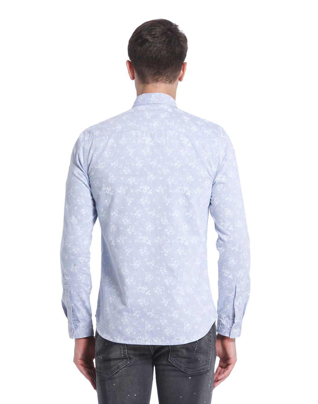 All-Over Print Blue Casual Shirt