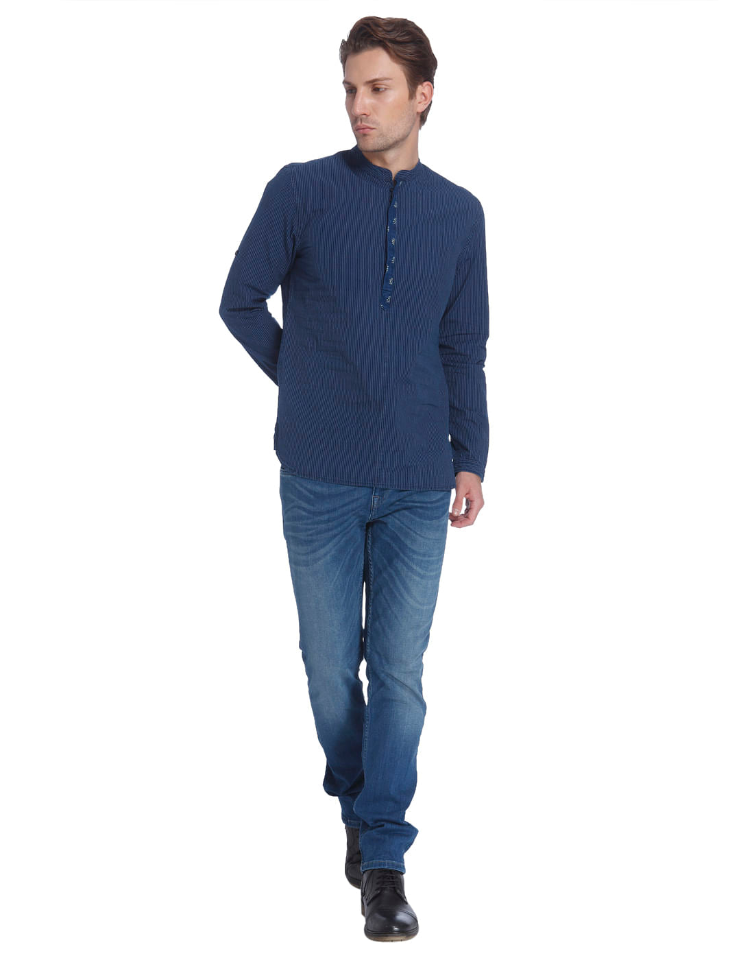 Dark Blue Striped Shirt