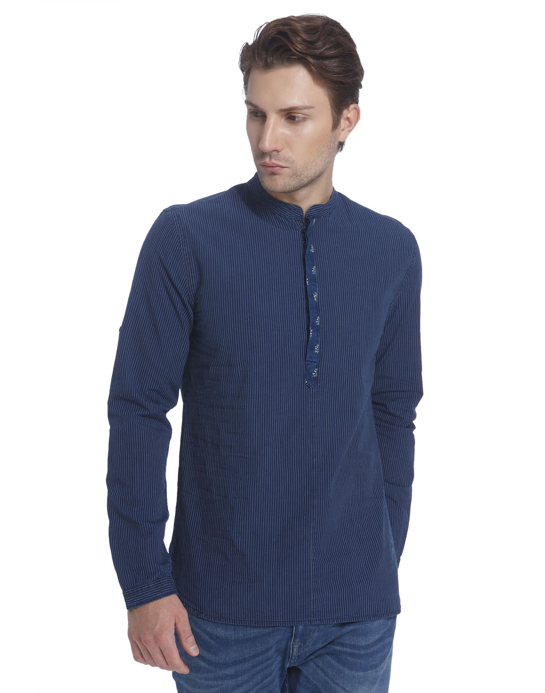 Dark Blue Striped Shirt