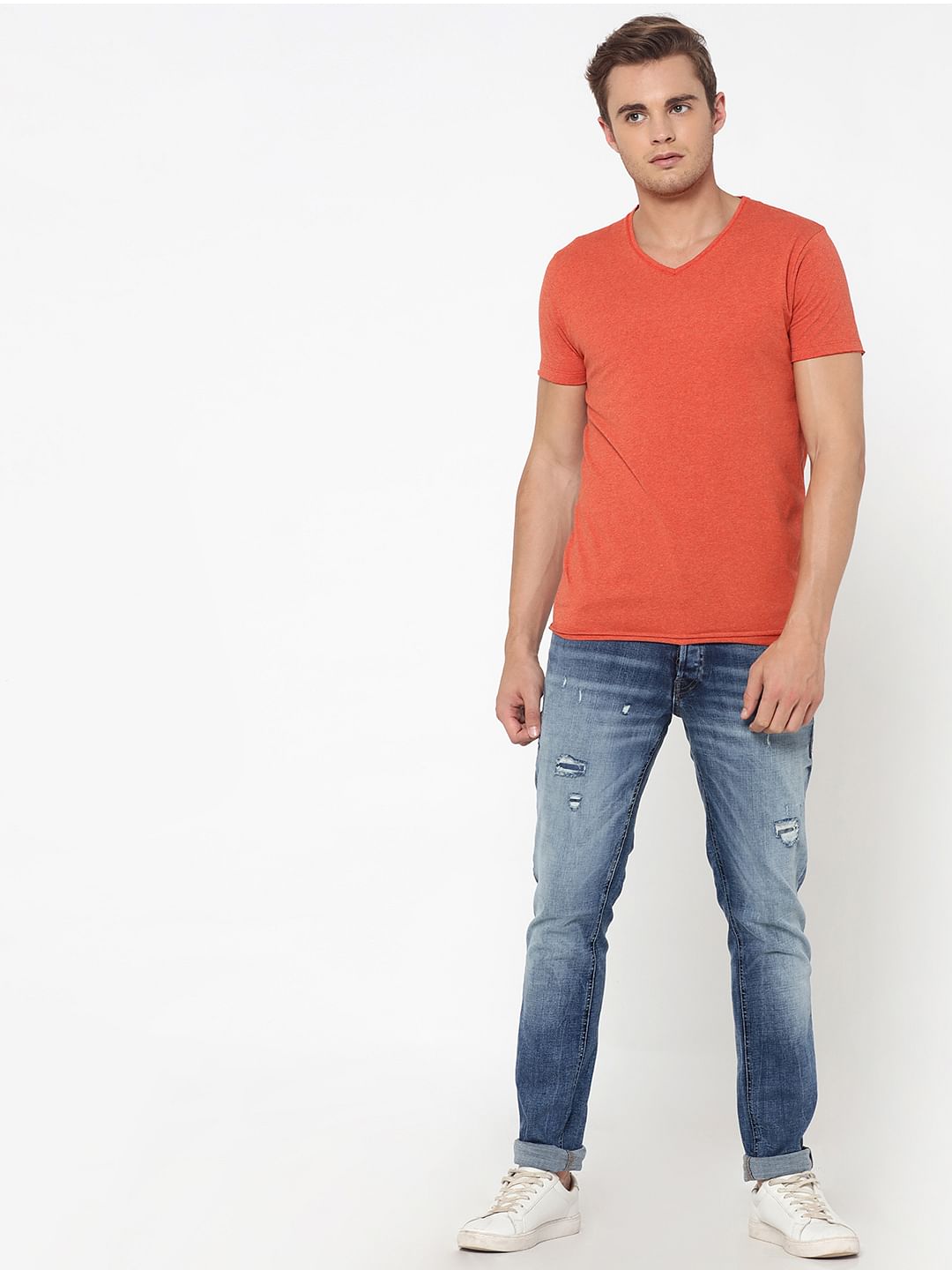 Orange V-Neck T-Shirt