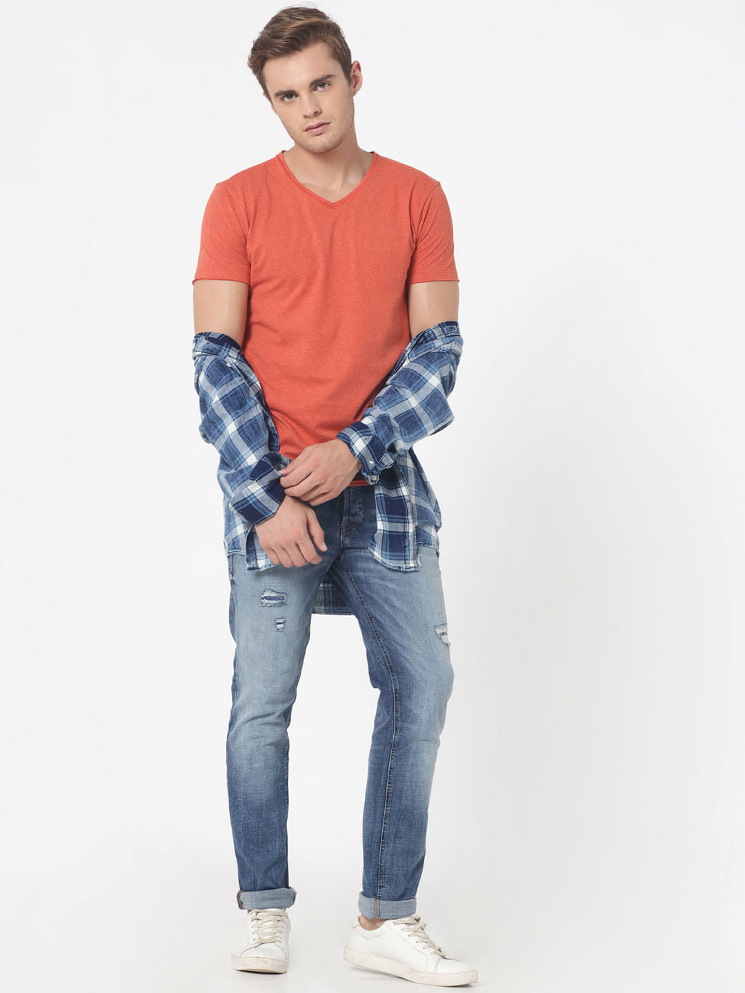 Orange V-Neck T-Shirt