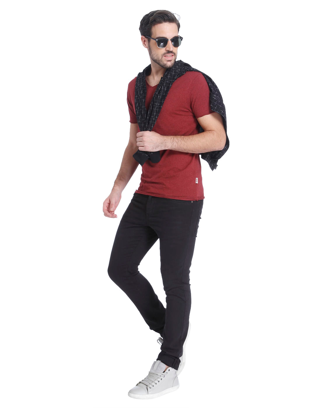 Maroon Slim Fit V-Neck T-Shirt