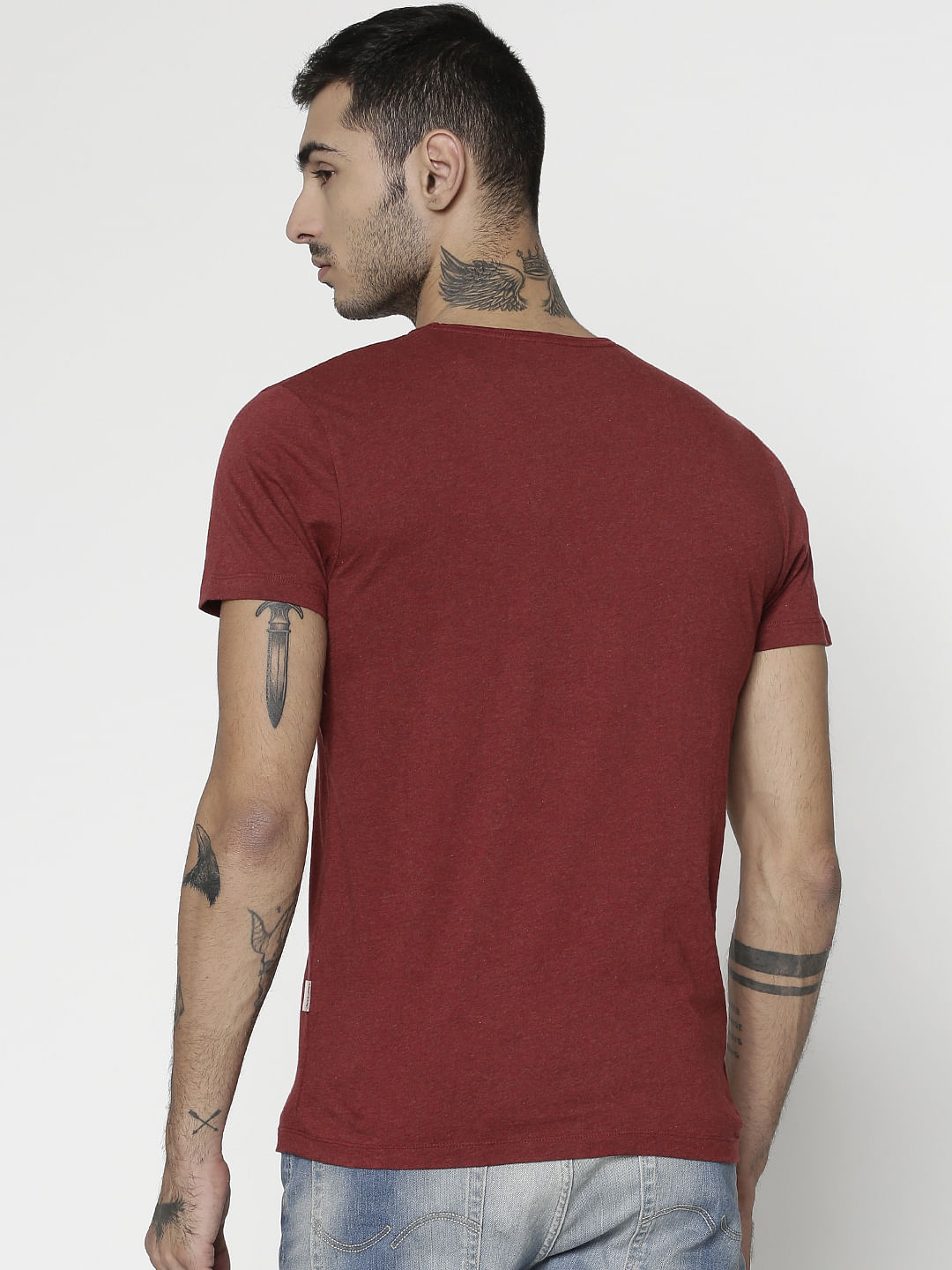 Red Slim Fit V-Neck T-Shirt