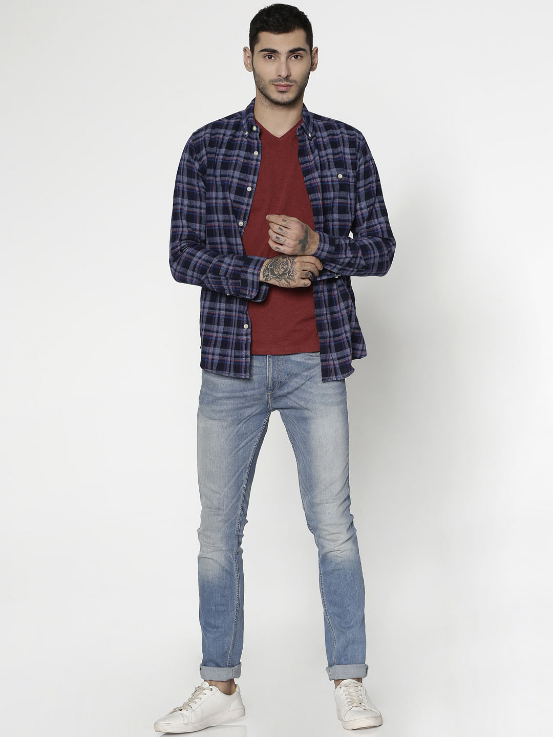 Red Slim Fit V-Neck T-Shirt
