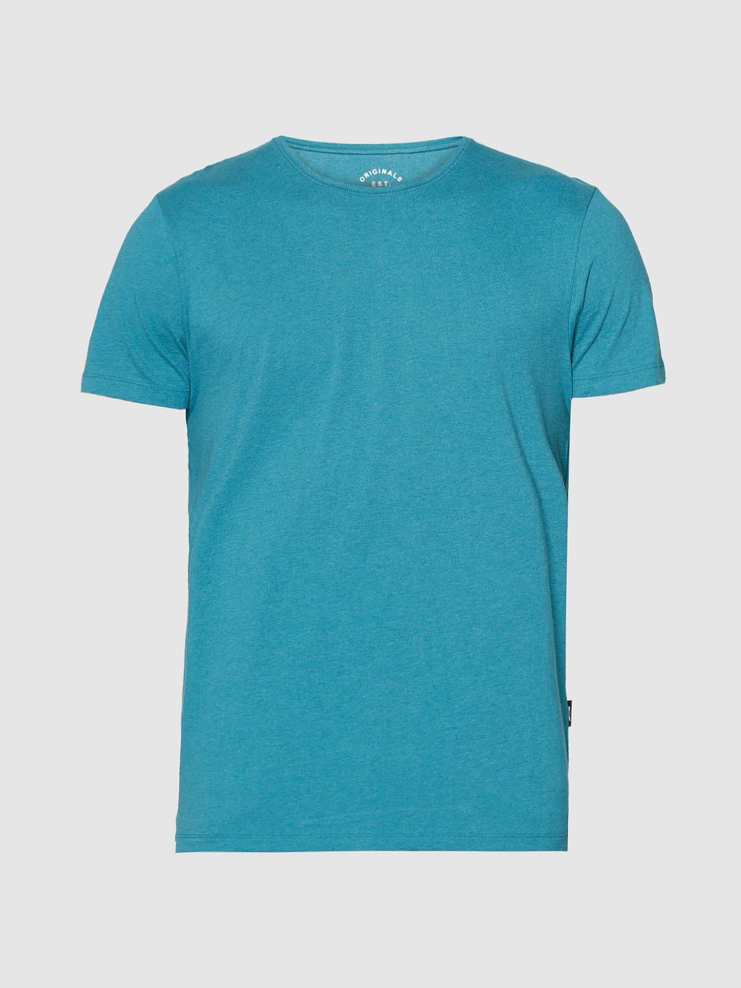 Azure Blue Slim Fit Crew Neck T-Shirt