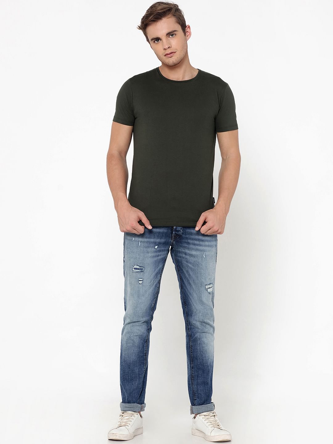 Olive Green Crew Neck T-Shirt
