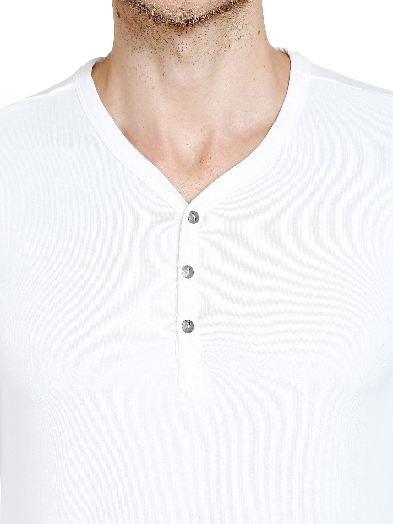 White Slim Fit Henley T-Shirt