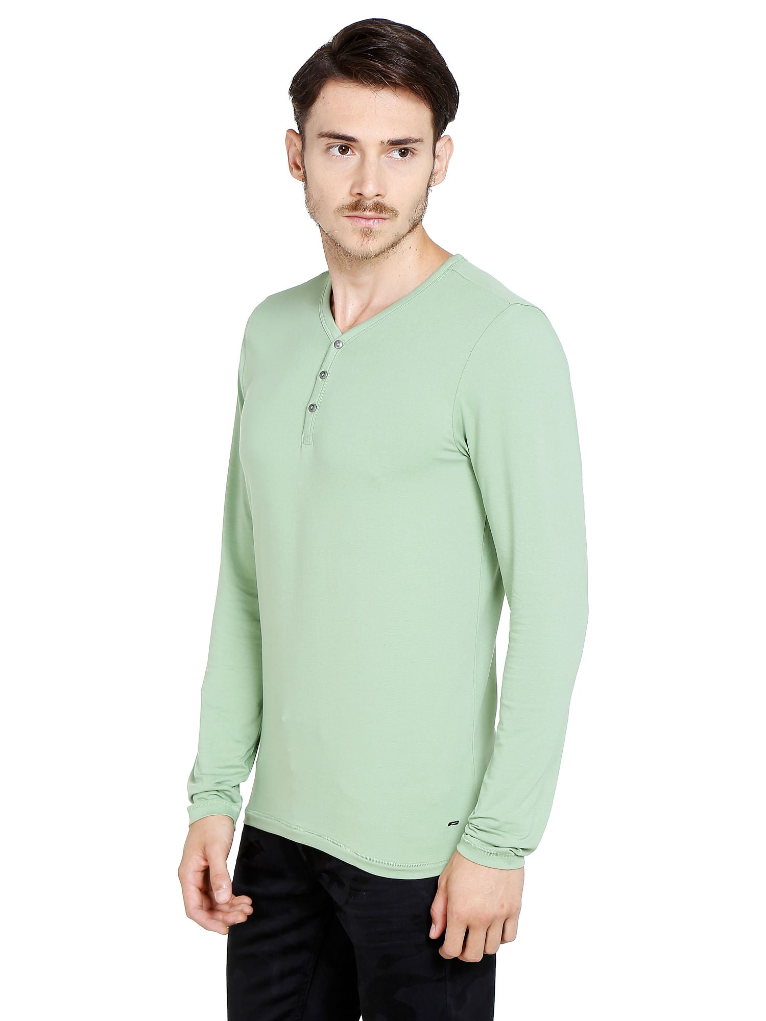 Green Slim Fit Henley T-Shirt