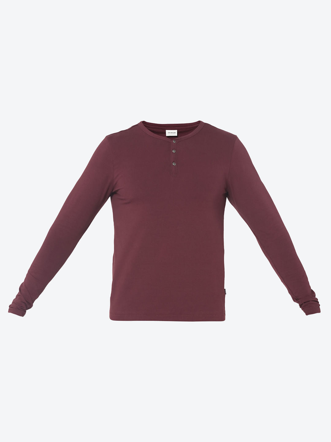 Burgundy Full Sleeves Henley T-Shirt