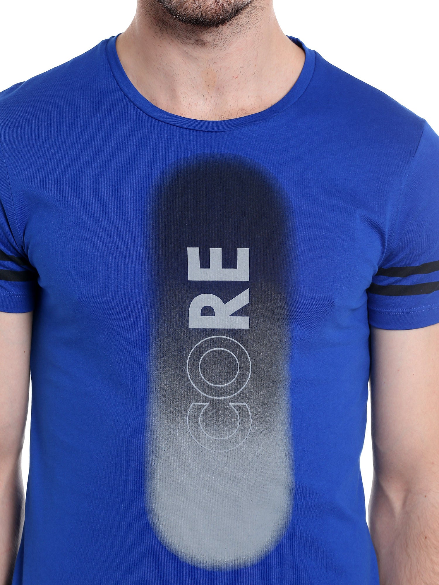 Blue Graphic Print Crew Neck T-Shirt