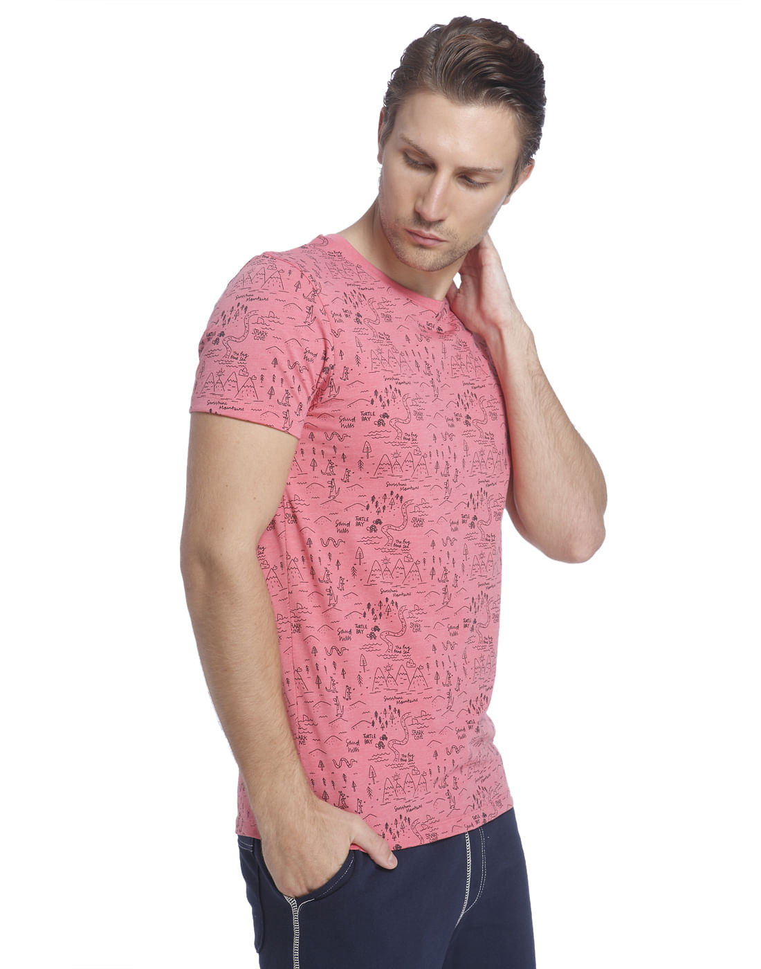 Pink All Over Print Crew Neck T-Shirt