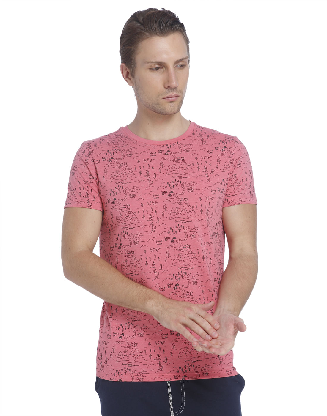 Pink All Over Print Crew Neck T-Shirt