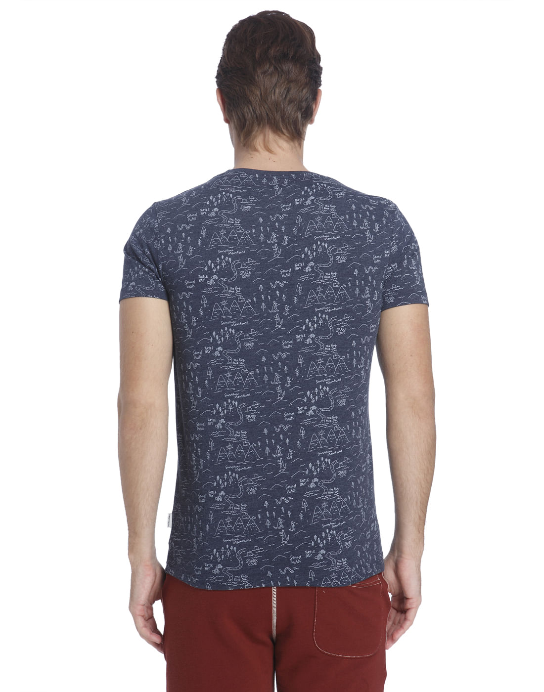 Blue All Over Print Crew Neck T-Shirt