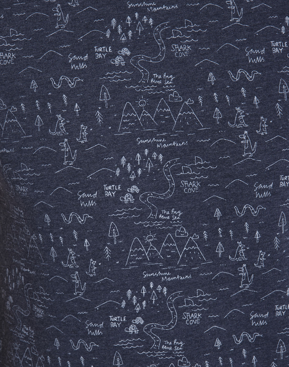 Blue All Over Print Crew Neck T-Shirt