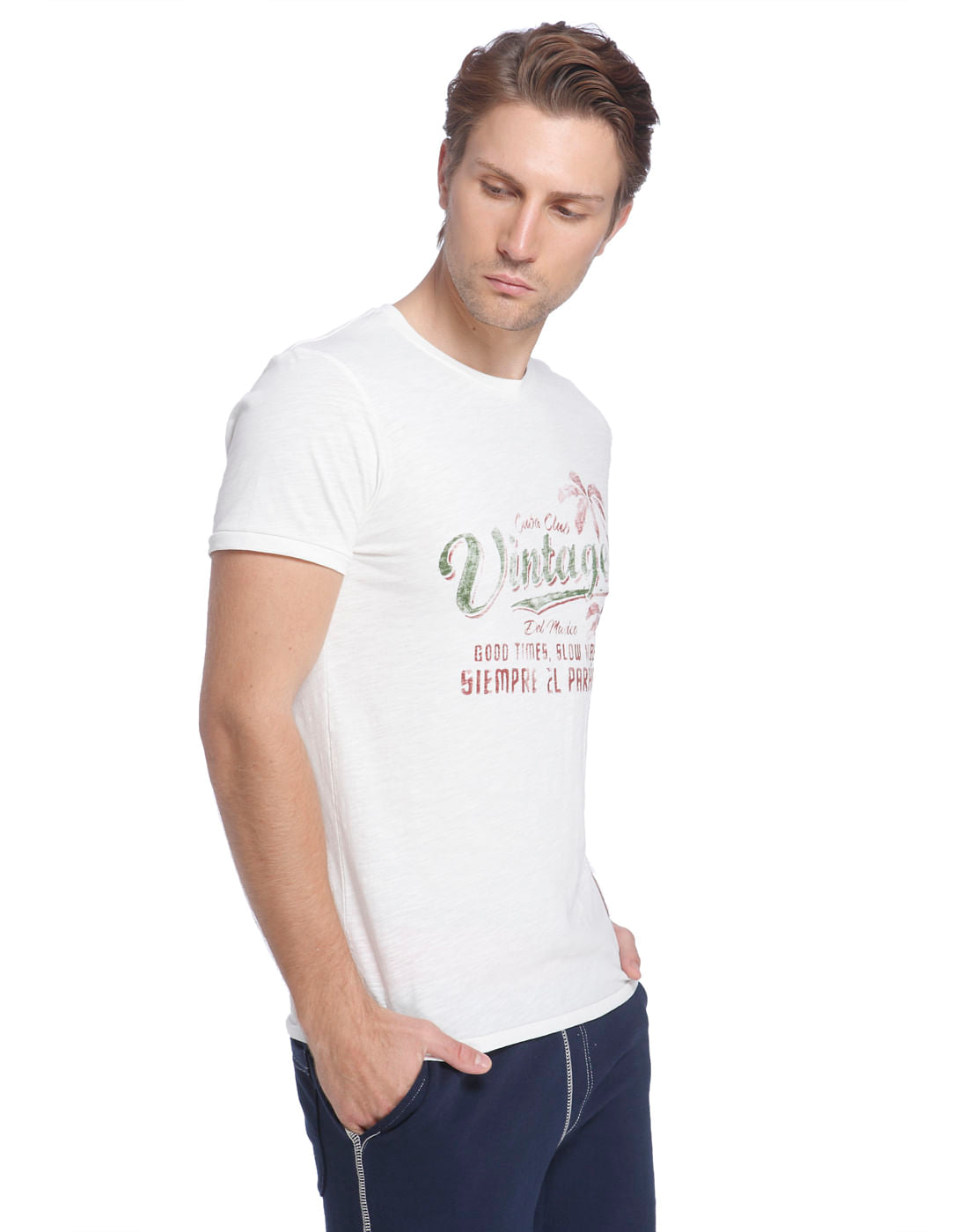 White Graphic Print Crew Neck T-Shirt
