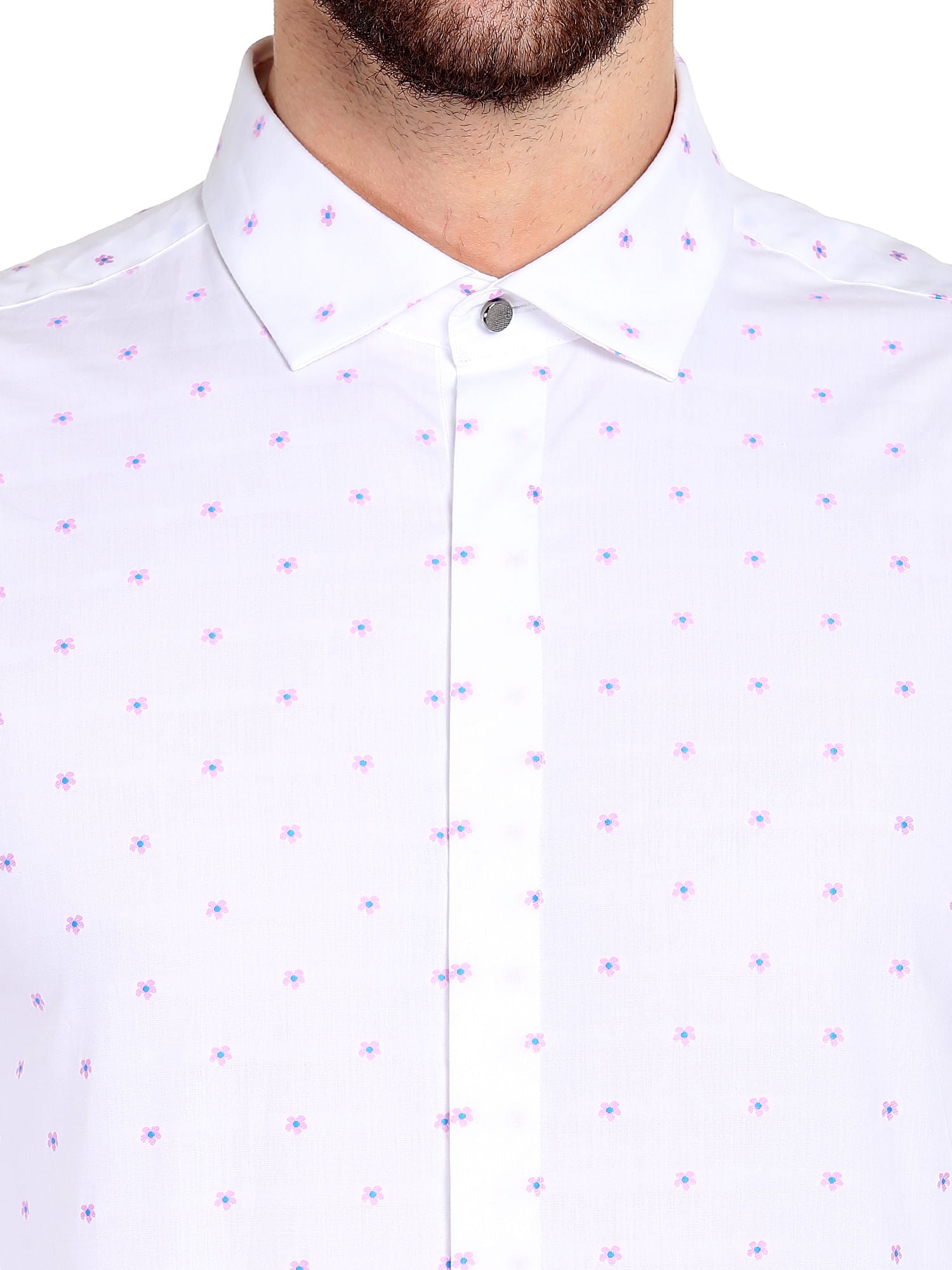 White Floral Print Shirt