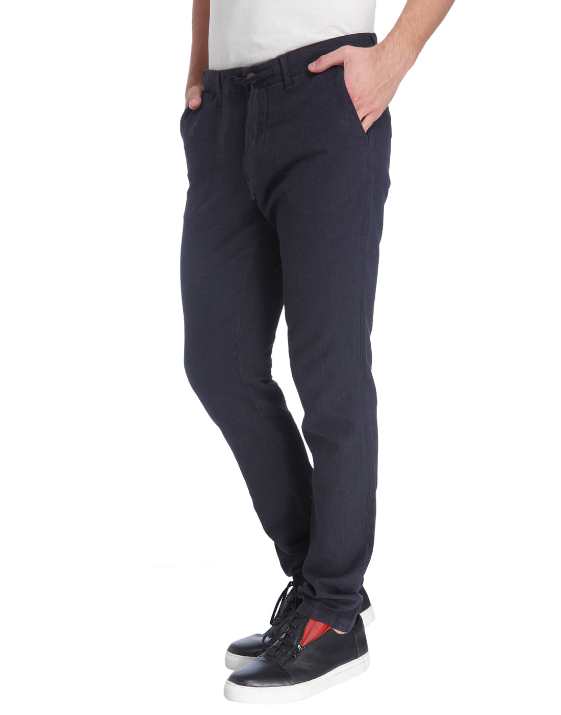 Blue Linen Drawstring Pants
