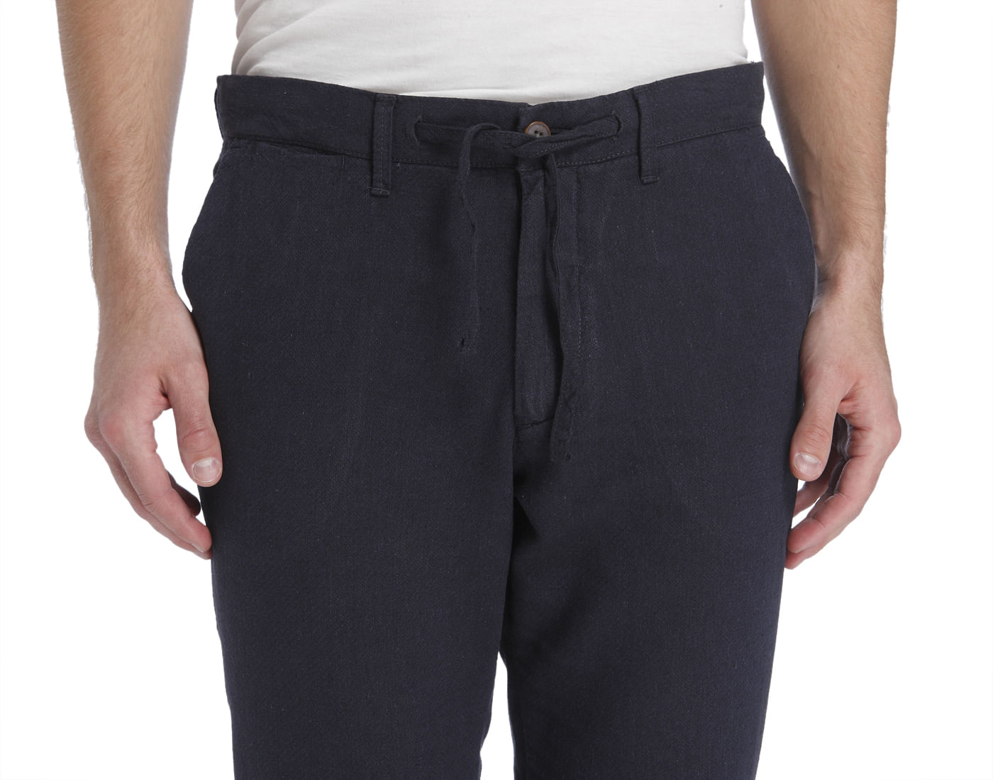 Blue Linen Drawstring Pants