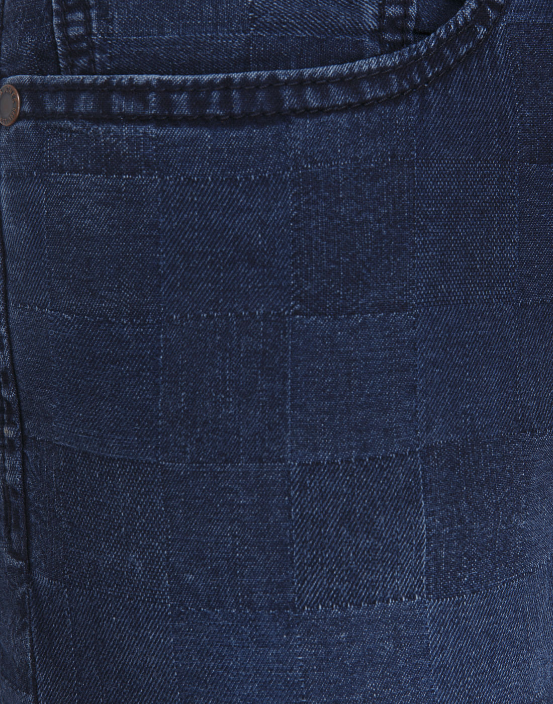 Tile Print Dark Blue Denim Shorts