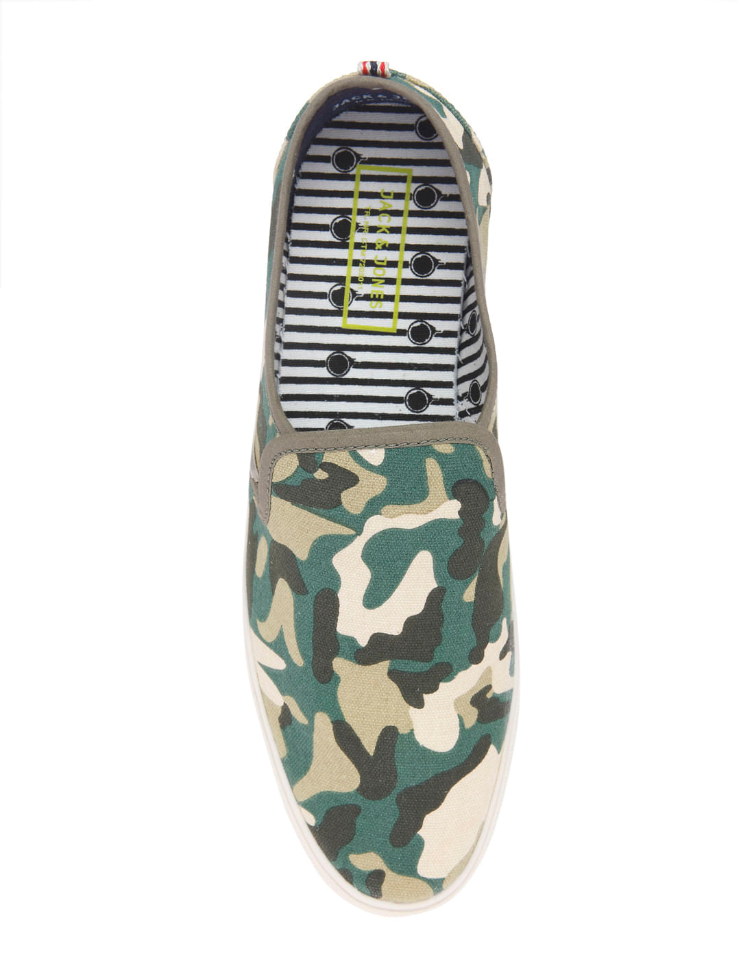 Green Camo Print Slip On Shoes