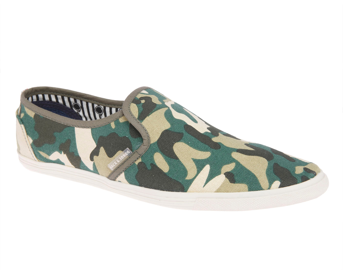 Green Camo Print Slip On Shoes