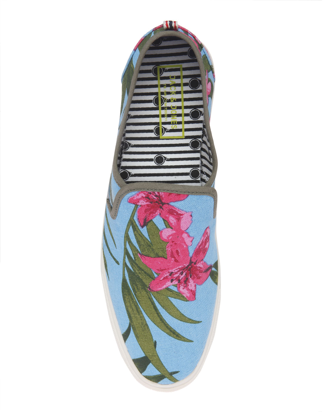 Floral Tropical Print Blue Slip On Shoes