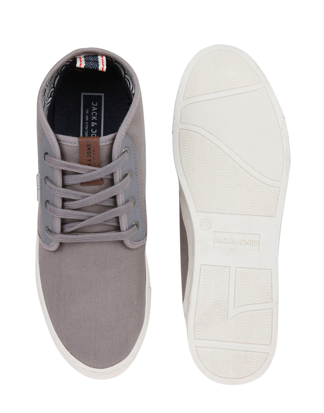 Grey Colour Blocked High Top Sneakers