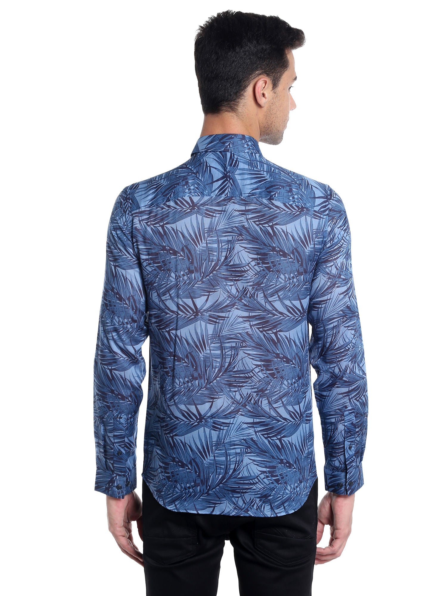 Blue Leaf Print Shirt