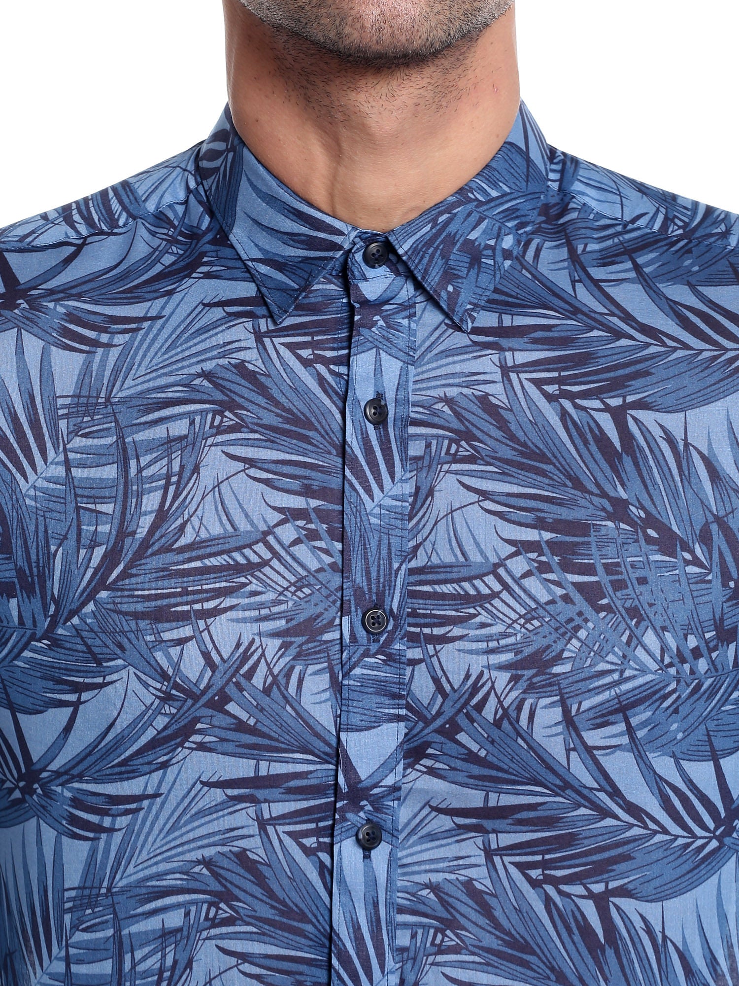 Blue Leaf Print Shirt