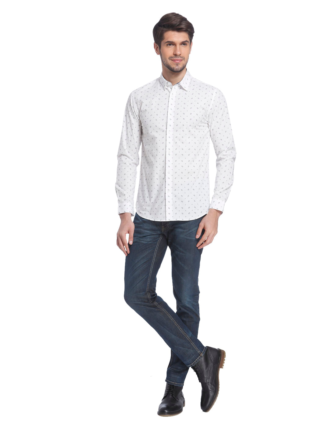 White Paisley Print Shirt