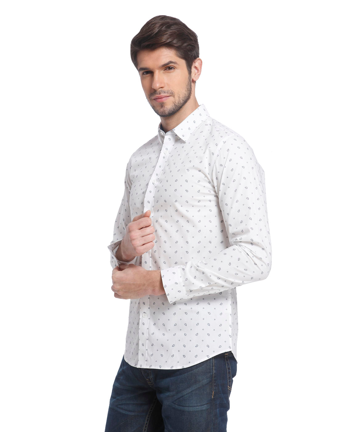 White Paisley Print Shirt