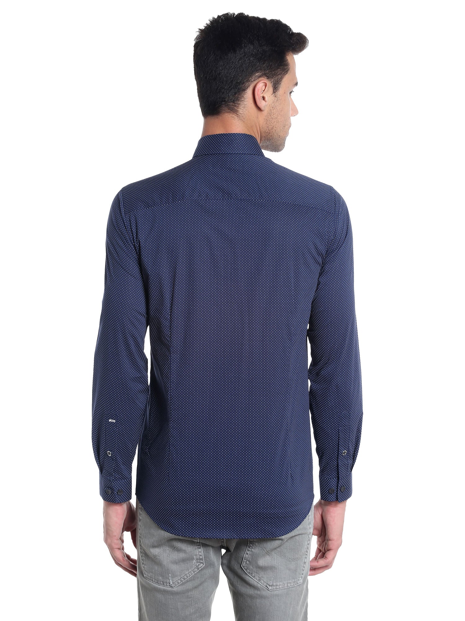 Blue Dotted Slim Fit Shirt
